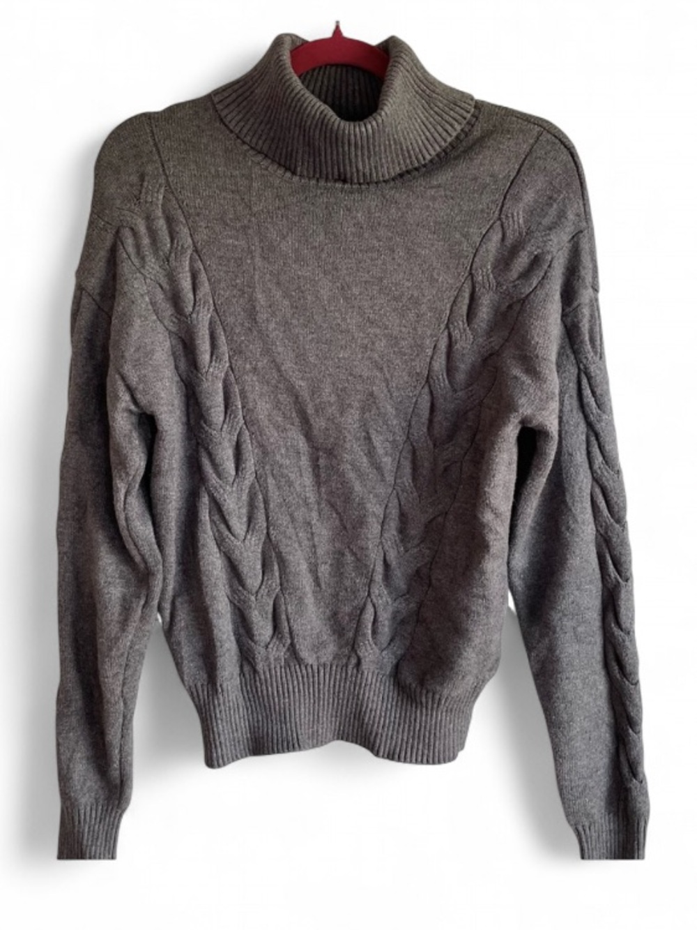 Laundry By Shelli Segal Gray Cable Knit Turtleneck Sweater Size L